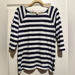 J. Crew Navy and White Striped Long Sleeve Top